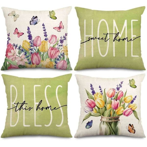 Pillow Case Cheerful Floral - Butterfly Home Pillow CoversLiving sofa cushion cover, soft and comfortable, bedroom room decoration 26L0505
