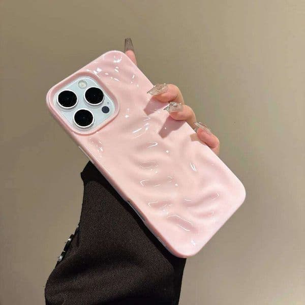 Luxury Fold Pattern Texture Wave Soft Silicone Phone Case for iPhone 16 15 14 13 12 11 Pro Max Candy Shockproof Bumper Cover 26L0505