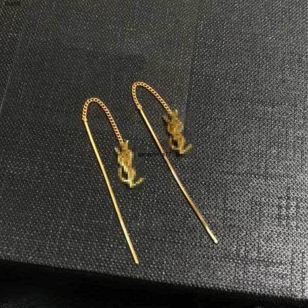 Stud Stud high version 18k gold tassel earrings Letter designer earrings fashion titanium Stainless Elegant Jewelry for Women Party Stud Gift AA