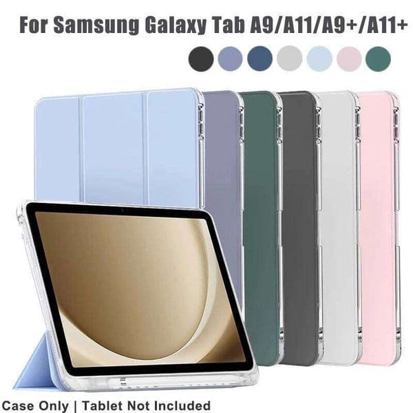 Clear Crystal Tablet Case With Pen Slot For Galaxy Tab A9 A11 Plus A9+ A11+ 11'' 8.7'' 2025 Flip Magnetic Stand Cases 26Y0505