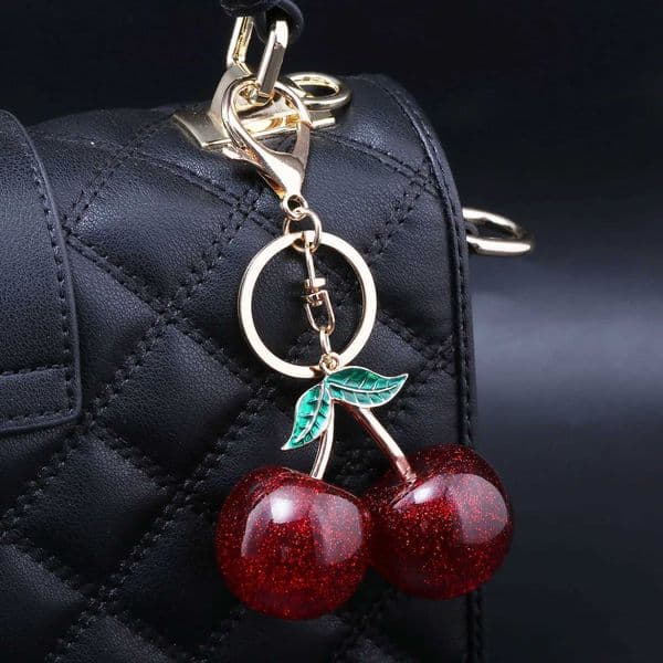 New Delicious Red Cherry Bag Charms Keychain Summer Fruits Cherries Pendant Keyring For Women Men Bag Accessories Jewelry Gift H260504