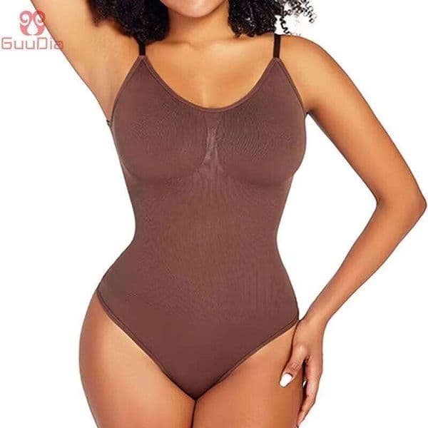 GUUDIA Spandex Bodysuit Thong String Shapewear Compression Body Shapers Cupless Wirefre Open Crotch Tummy Control Jumpsuit 26L0505