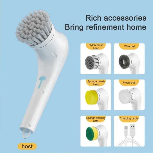 Multifunctional Electric Cleaning Brush 5 in 1 Bathroom Wash Kitchen Dryer Dishwashing Tool Bathtub X260504
