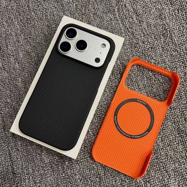 Slim Frameless Carbon Fiber Pattern Case For iPhone 17 Air 16 15 14 13 12 Pro Max Magnetic Charge Cooling PC Cover 26L0505