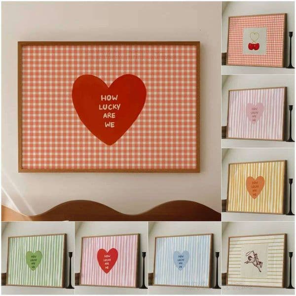 Lovely Trendy Red Heart Canvas Art Paintings Aesthetic This Is My Happy Place Wall Posters Prints for Living Room Home Decor 26L0505