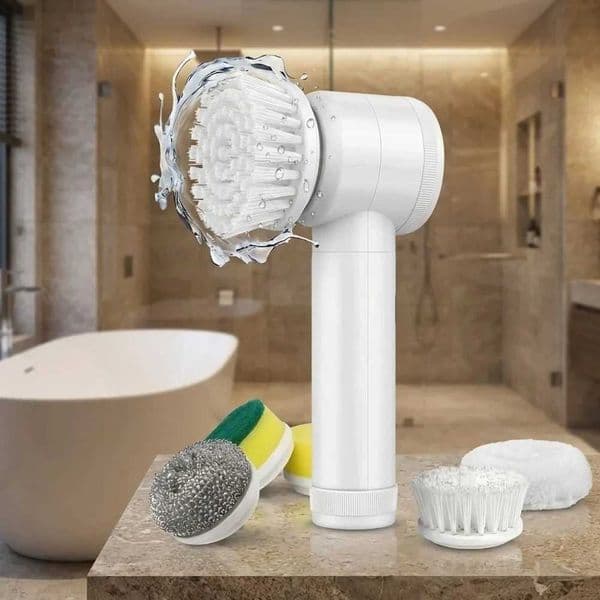 5-in-1 USB Rechargeable Electric Cleaning Brush with 5 Replaceable Heads Portable Handheld Waterproof Multi-purpose Scrub Brush X260504