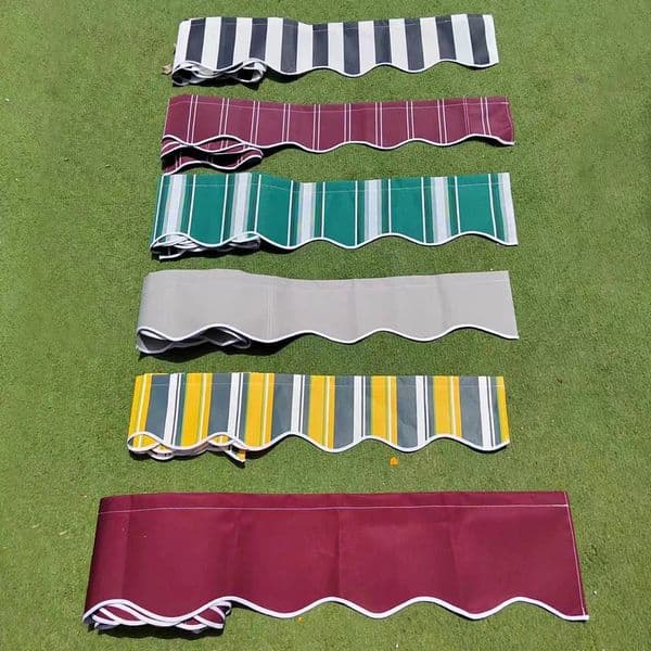 Retractable Patio Awning Replacement Fabric Windows Wavy Valance Durable Sunshade Canopy Cloth Waterproof Gray Beige Strips 260429