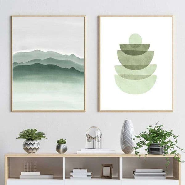 Watercolor Abstract Geometric Shapes Art Prints Nordic Poster Mint Green Canvas Painting Wall Pictures Living Room Decor 26H0505