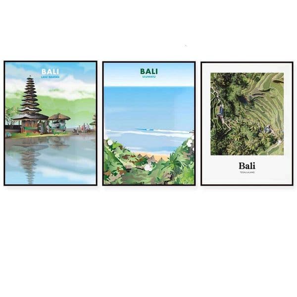 Uluwatu Indonesia, Lake Bratan, temple prints, posters, wall art, Bali travel posters 26H0505
