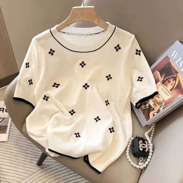 Short Sleeve Knitted Sweaters & Jumpers Summer Women's Korean Fashion Thin Knit Pullovers Casual Knitwear Tops Female Clothing