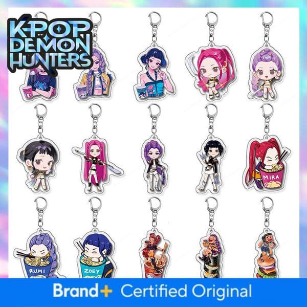 Kpop Demon Slayer Team Little Tiger Color-Changing Acrylic Keychain Blue Cat Merchandise Cute Bag Pendant