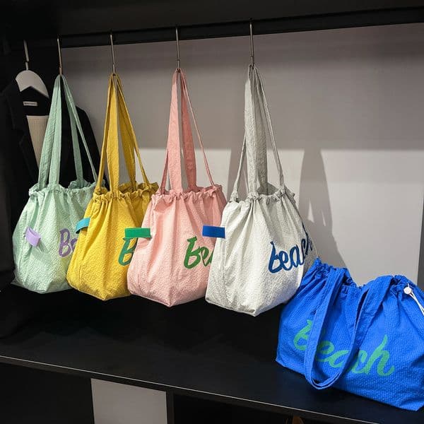 Korean Version of The Letter Drawstring Large-capacity Bag Ins New Commuter Shoulder Tote Bag Tote Foldable Bag