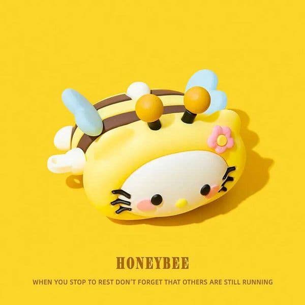 Lovely Honeybee Kitty Silicon Headphone Case for Airpods 2025 4 1 2 Pro Charm Headset Cases Airpod Pro2 3 Hook 26W0505