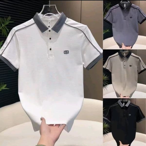 High-end Niche Printed Lapel Light Luxury Men's T-shirt, Short-sleeve Polo Essential Shirt, Trendy Brand, Stylish Casual Mens Designer Clothes Men's Clothing