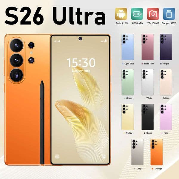 In-Stock Mobile Phone S26 Ultra Large-Screen Smartphone Global Version 5G Android 15 Hot-Selling Model 8+256