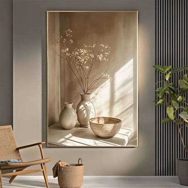 Deco Retro Floral Vase Canvas Wall Art Print, Frameless Modern Abstract Flower Poster for Home Decor, Aesthetic Room Decor 26Y0505