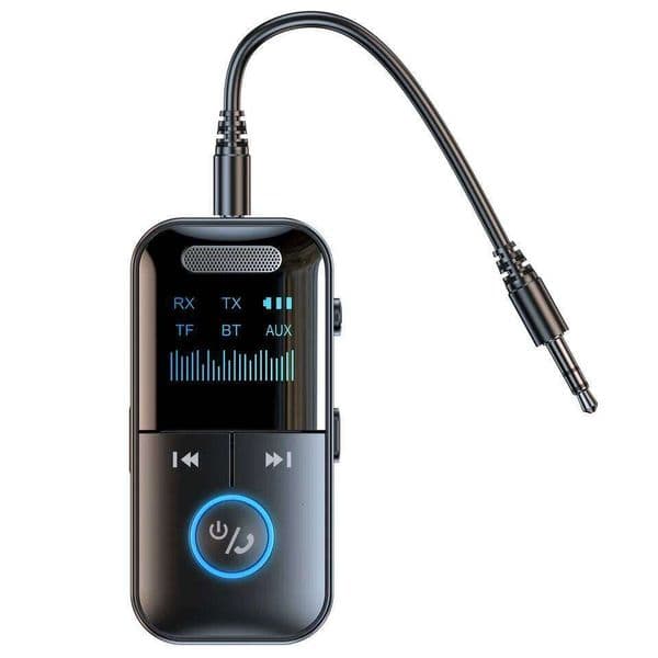 Bluetooth 5.4 Aux Adapter Audio Receiver Transmitter 3.5mm Jack LED Display for Car/Home Stereo/Wired Headphones/Speaker/TV