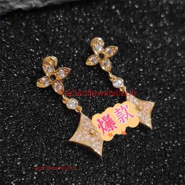 Louisovuitton lvs lou vuttinly designer earrings model double-flower natural mother-of-pearl fashionable luxury Louise Lousi lvness louisities earring