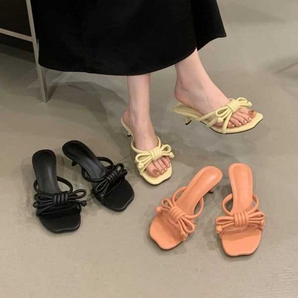 Designer Luxury Summer High Heel Women Slippers Fashion Open Toe Butterfly-knot Party Dress Slide Ladies Shoes Zapatos De Mujer X260504