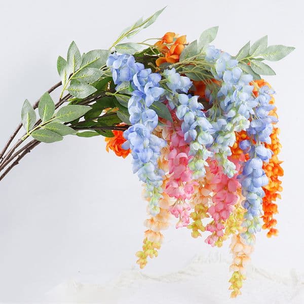 Artificial Silk Wisteria Fake Flower Wholesale Simulation Hanging Flowers Floral Decorations for Wedding Party Wall Home Living Room Office Decor Aesthetic