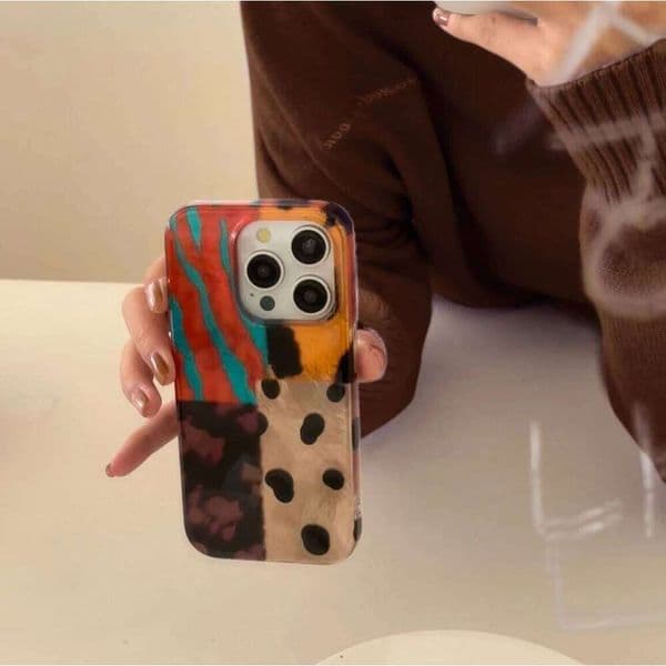 Retro four-color leopard pattern stitching phone case for IPhone 17 17pro 16 16pro 16promax 15 15promax 14 14pro 13 26L0505
