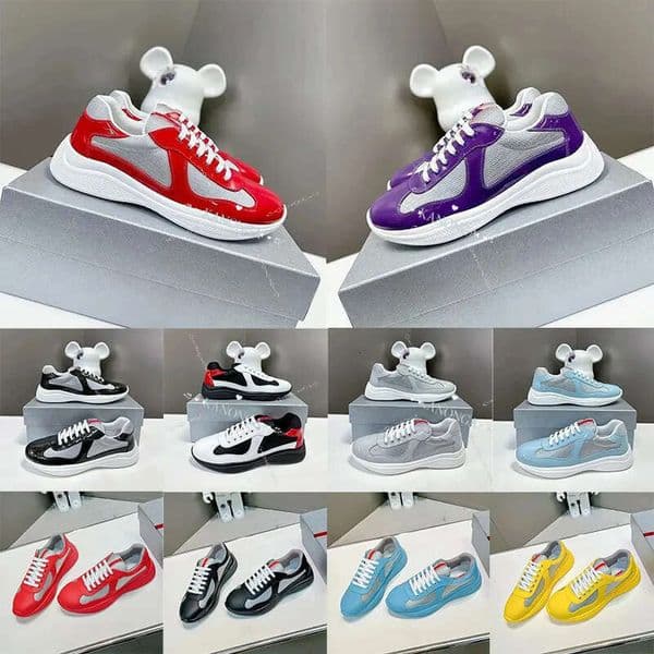 Luxury Brand Shoes Designer Dress Cups For Men Women Fashionable Versatile America Cup Sneakers Blue Red Black White Mesh Running