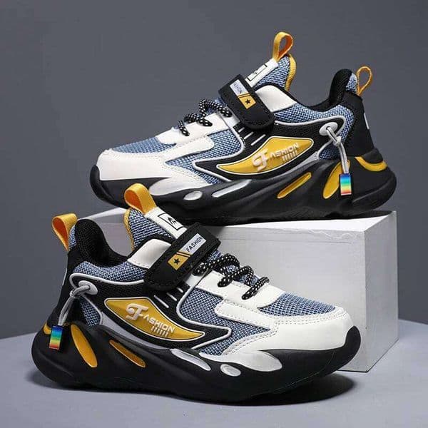 Kid Sneakers Sport for Boys Fashion Leather Children Breathable Mesh Comfort Casual Walking Outdoor Running Shoes 26Y0505