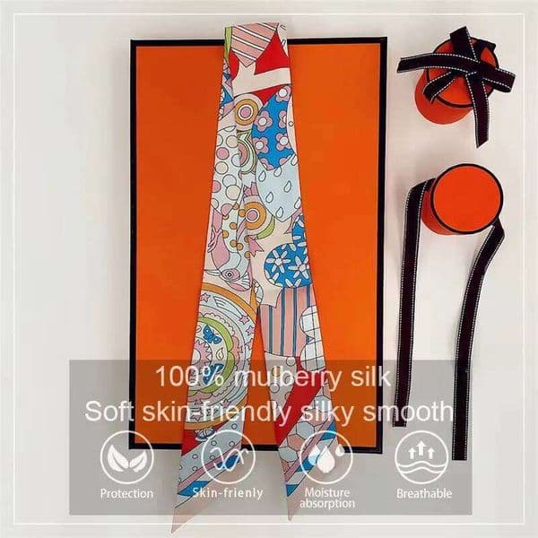 Long Silk Tie Lady Neck Scarves Hairband Horse Print Brand Neckerchief Ribbon Foulard Skinny Bag Scarf 26H0505