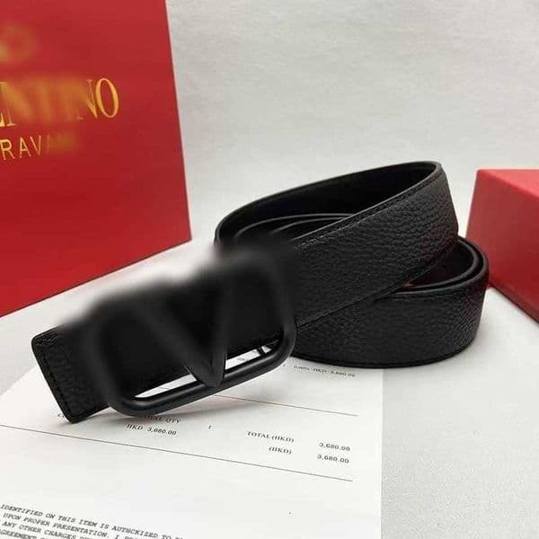 Designer Basic Casual Dresses High-end leather belt with V-shaped buckle, trendy genuine lychee pattern, versatile and fashionable waist for men women JLWP
