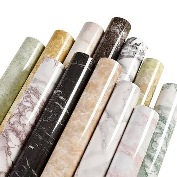 Marble Vinyl Film Self Adhesive Wallpaper PVC Waterproof Wall Stickers For Bathroom Kitchen Cupboard Countertops Contact Paper