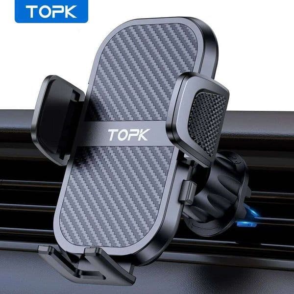 TOPK Air Vent, Car Phone Holder Mount 360° Rotation, Adjustable Clip Compatibility Fit for All 4"-7" Smartphon