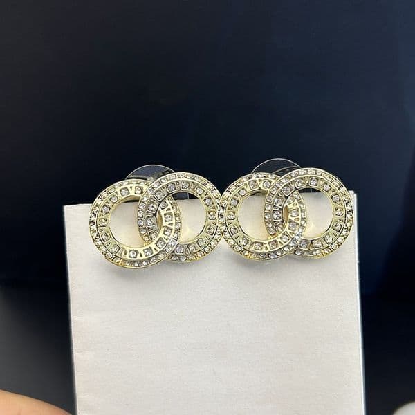 Luxury Brand Designer Earrings Letters Stud Earrings Women Crystal Rhinestone Eardrop Earring Wedding Party Gift