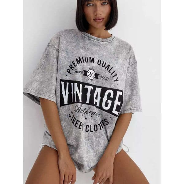 designer clothes women American High Street Vintage Washed Distressed Design Pure Cotton T-Shirt for Women Fashionable Versatile Casual Top Ins Trend