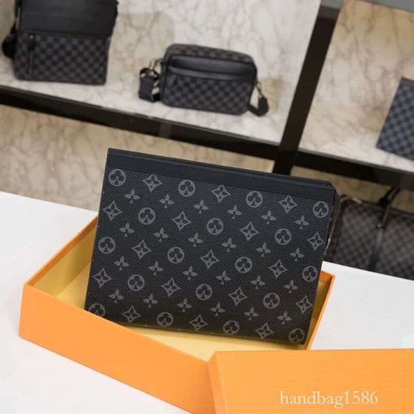 Wallet Luxury Clutch Bags Toiletry Pouch Handbags Purses Men Women Leather Handbag Shoulder Bag Travel Wallets Card Holder Chain 26Cm Brown Flower with box 73