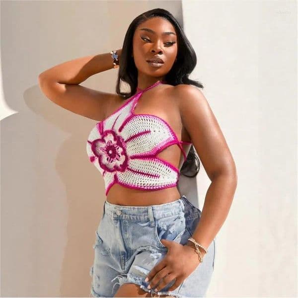 Beachwear 2026 Beach Outfits Pareo Women Swimsuit Ladies Summer Crocheted Top With Contrasting Colors Floral Necklaces