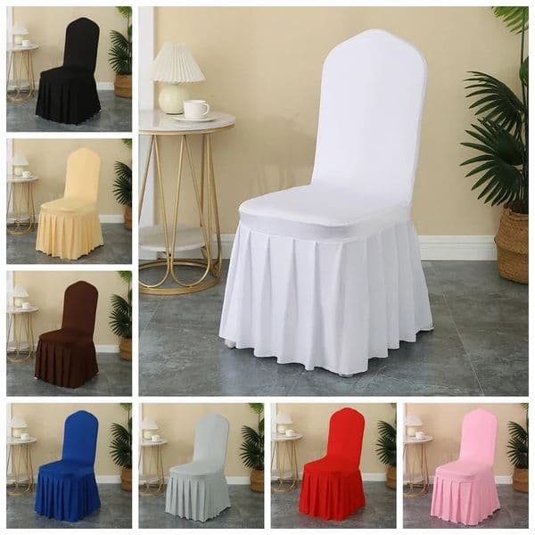 Wedding Chair Cover Party Decoration Spandex With Skirt Pleated Use Elastic Stretch Dining y Birthday el Banquet 260506