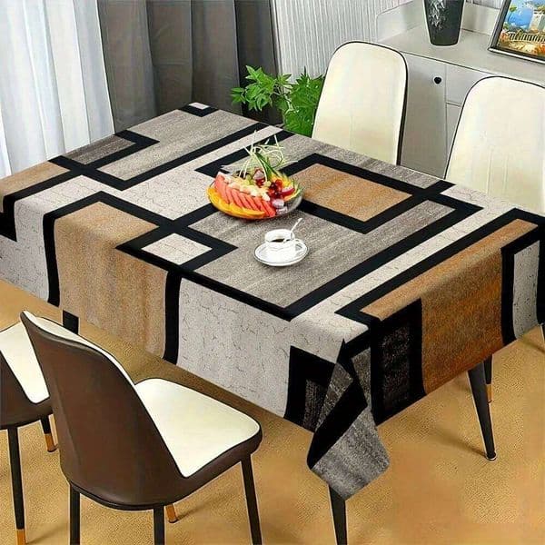 VIKAMA Minimalist Geometric Print Tablecloth Oil-Resistant and Easy to Clean Kitchen Dining Table Restaurant Home Decor 26Y0506