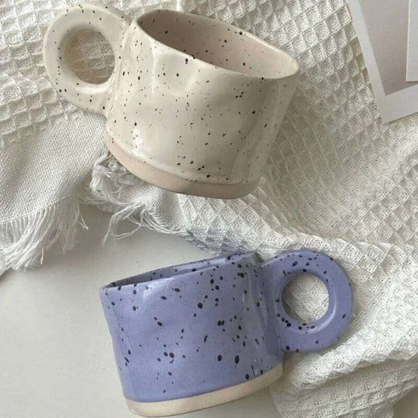 250ml Ring Handl Coffee Milk Modern Print Porcelain Mug Handmade Ceramic Hot Chocolate Cup Couple Handgrip Cups 26L0506
