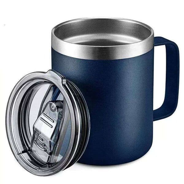 12oz Coffee Mug with Handle Sliding Lid,Stainless Steel Travel Tumbler Double Insulated Camping Cup for Hot & Cold Drink Tea 26L0506