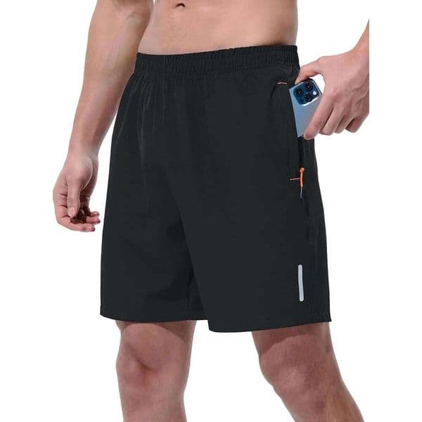 Mens Athletic Running Quick Dry Workout 7'/ 9' Lightweight Gym Basketball Shorts Zipper Pockets 26W0506