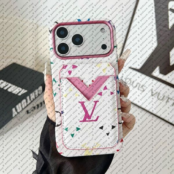 Card Holder Rocking Horse Designer Phone Case Iphonecase for Apple iPhone 17 Pro Max 16E Luxury Pebbled PU Leather Wrist Strap Coque Telephone Luxe Fundas Khaki