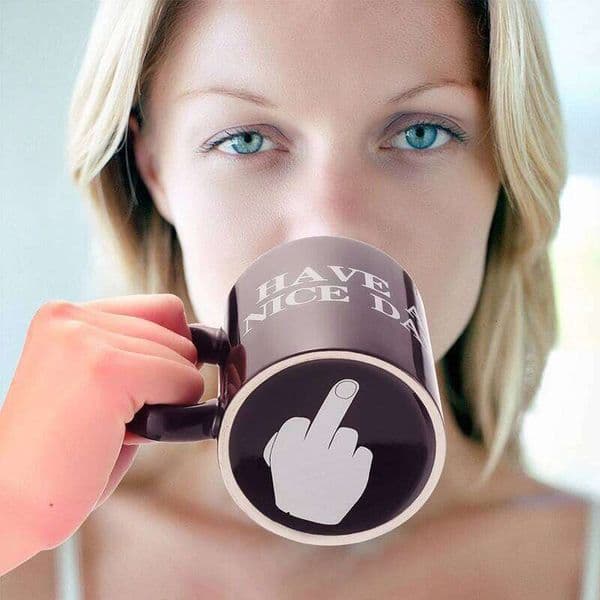 Creative mugs,Have a Nice Day Mug Middle Finger Funny for Milk Cups,Ceramic Coffee Porcelain Tea Cup Gift 26L0506