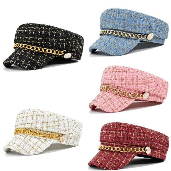Spring And Autumn Beret Children's Xiaoxiang Wind Korean Edition Trendy Style Octagonal New Chain Retro Hat