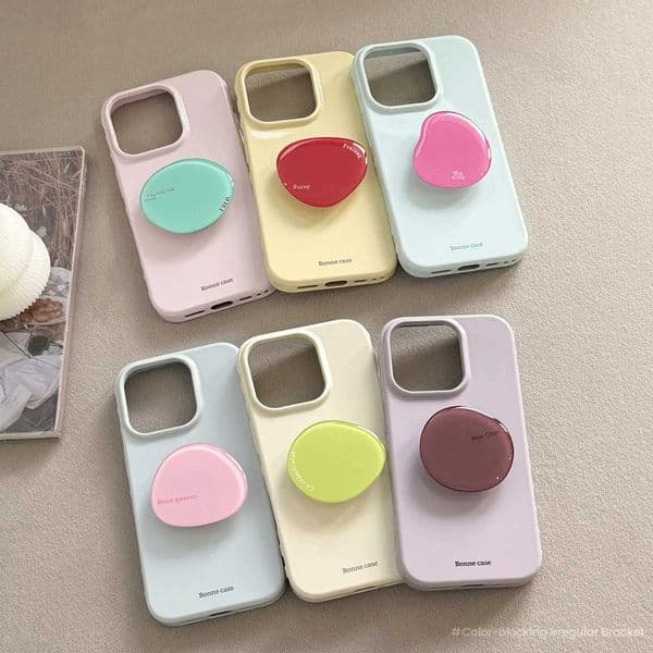 Minimalist Korean Macaron Color Foldable Crystal Bracket Phone Case For iPhone 17 16 15 14 13 12 Pro Max Shockproof Soft CoverT260506