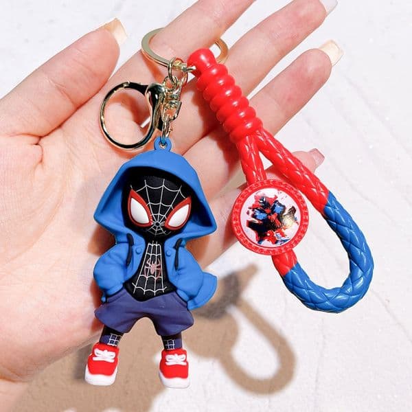 New Hoodie Spider Man Keychain Creative Drop Glue Superhero Silicone Pendant Car Couple Pendant Keychain Wholesale