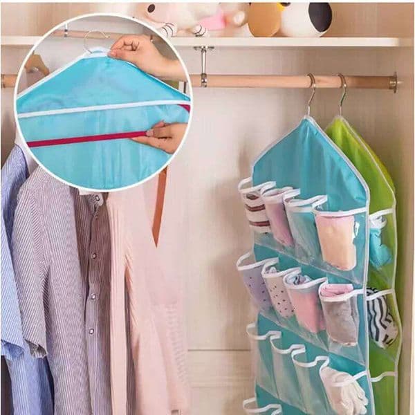 1pc-Hanging Bag, Multi Grid Polyester Socks Storage Bag For Household 26Y0506