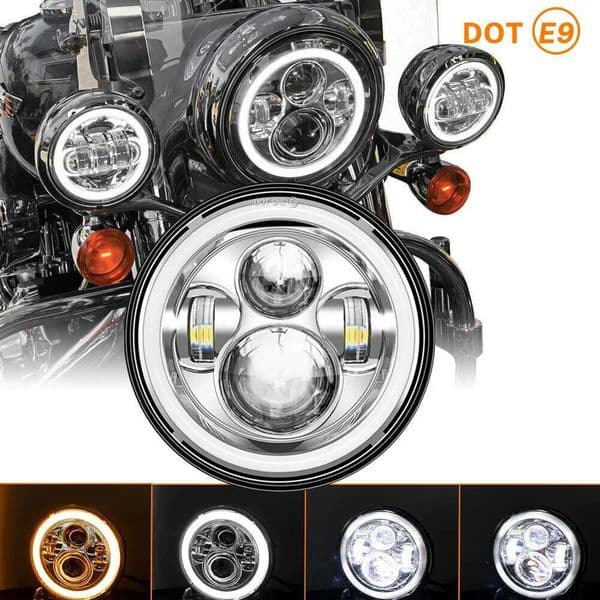 Classic 7 Inch Led For Harley Yamha Honda 7" Headlight Motorcycle LED lamp Cafe Racer DRL H4 Headlamp