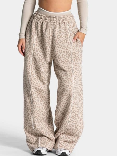 Women High Elastic Leopard Print Yoga Pants Loose Wide Leg Fitness Workout Butt Lifting Slim Casual Sports Trousers 260506