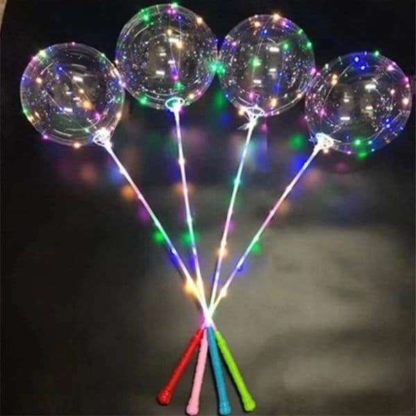 New Bobo Ball LED Line with Stick handle Wave Ball 3M String Balloons Flashing light Up for Christmas Wedding Birthday Home Party Decoration Supplies