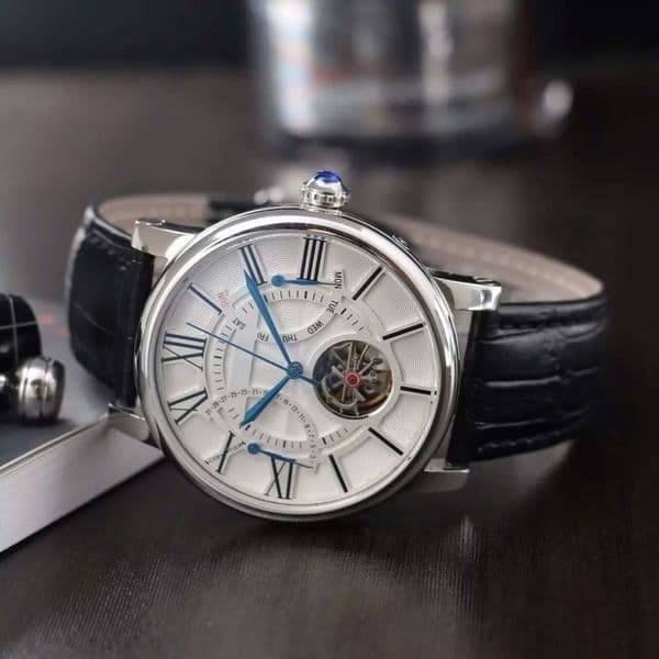 43mm top luxury brand business stainless steel square dial calendar waterproof men's Automatic machinery leather strap watch cc05